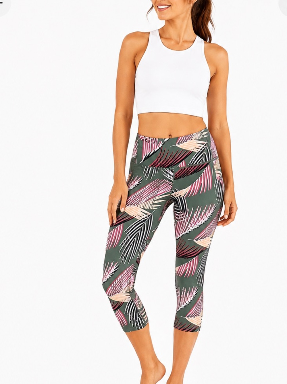 (A56) Pro Player Tropical Night Dark Ivy Ladies Leggings, Size Large,‎ NWT